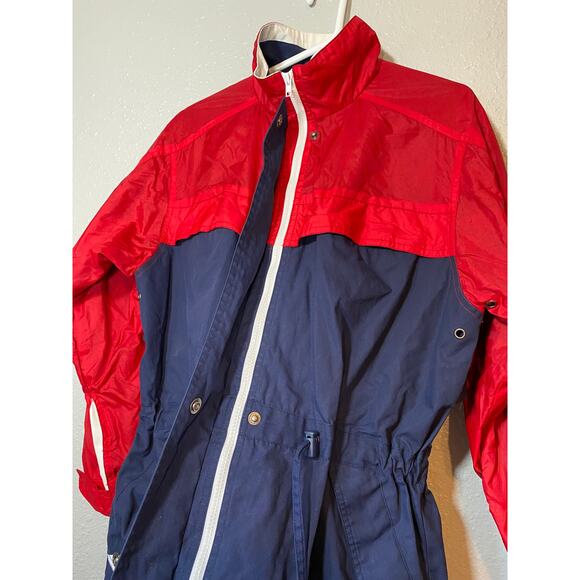 OutBrook Womens Medium Red Navy Parka Coat Jacket Full Zip 90s 80s - Picture 3 of 12